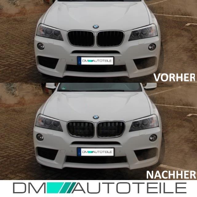 2x Kühlergrill SET Schwarz Hochglanz Sport Doppelsteg passend für BMW X3 F25 10-