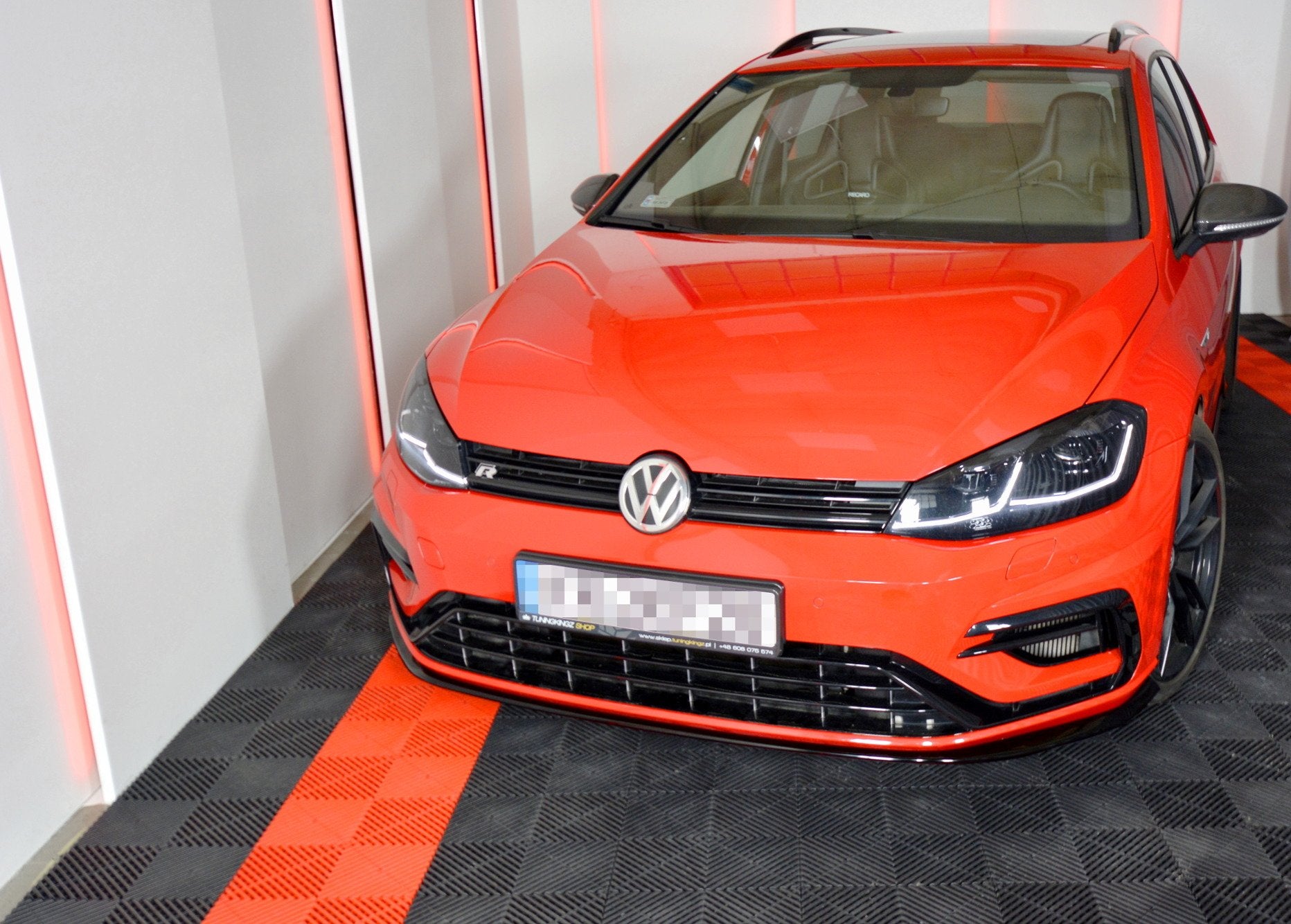 Front Ansatz V.7 für VW Golf 7 R / R-Line Facelift schwarz Hochglanz