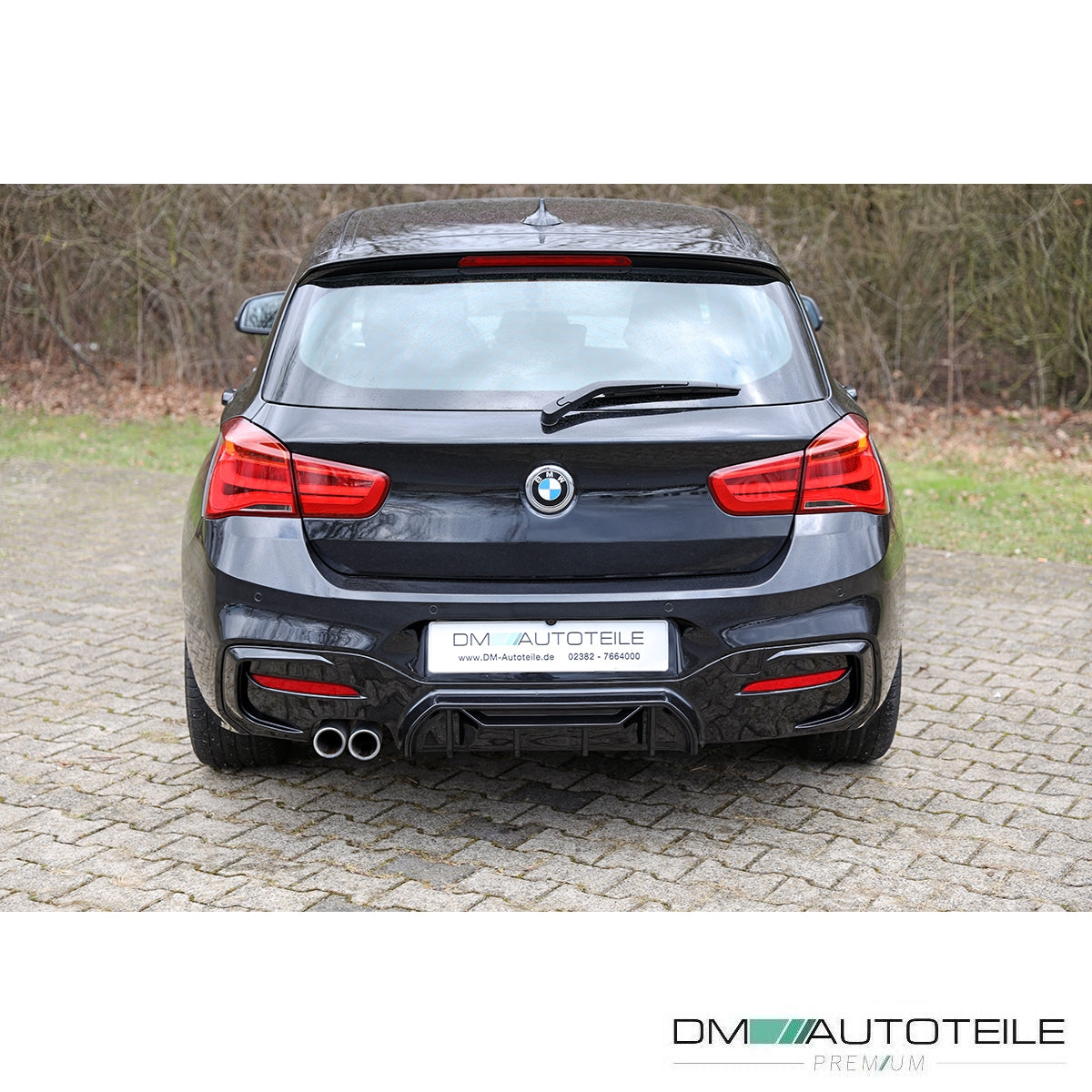 Sport Competition Performance Diffusor schwarz glanz 2-Rohr links passt für BMW 1er F20 F21 LCI M-Paket ab 2015