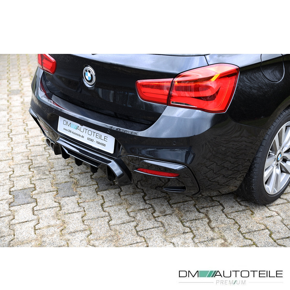 Sport Competition Performance Diffusor schwarz glanz 2-Rohr links passt für BMW 1er F20 F21 LCI M-Paket ab 2015