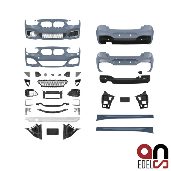 AN Sport Komplett Paket Evo Bodykit passt für BMW 1er F20 5-Türer 2-Rohr LCI Facelift ab 2015 auch M135i