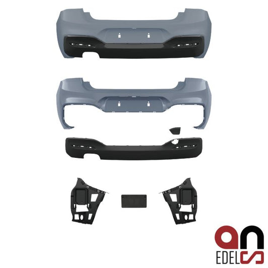 AN Sport Paket Stoßstange hinten 2-Rohr grundiert passt für BMW 1er F20 F21 LCI ab 2015 auch M-Paket