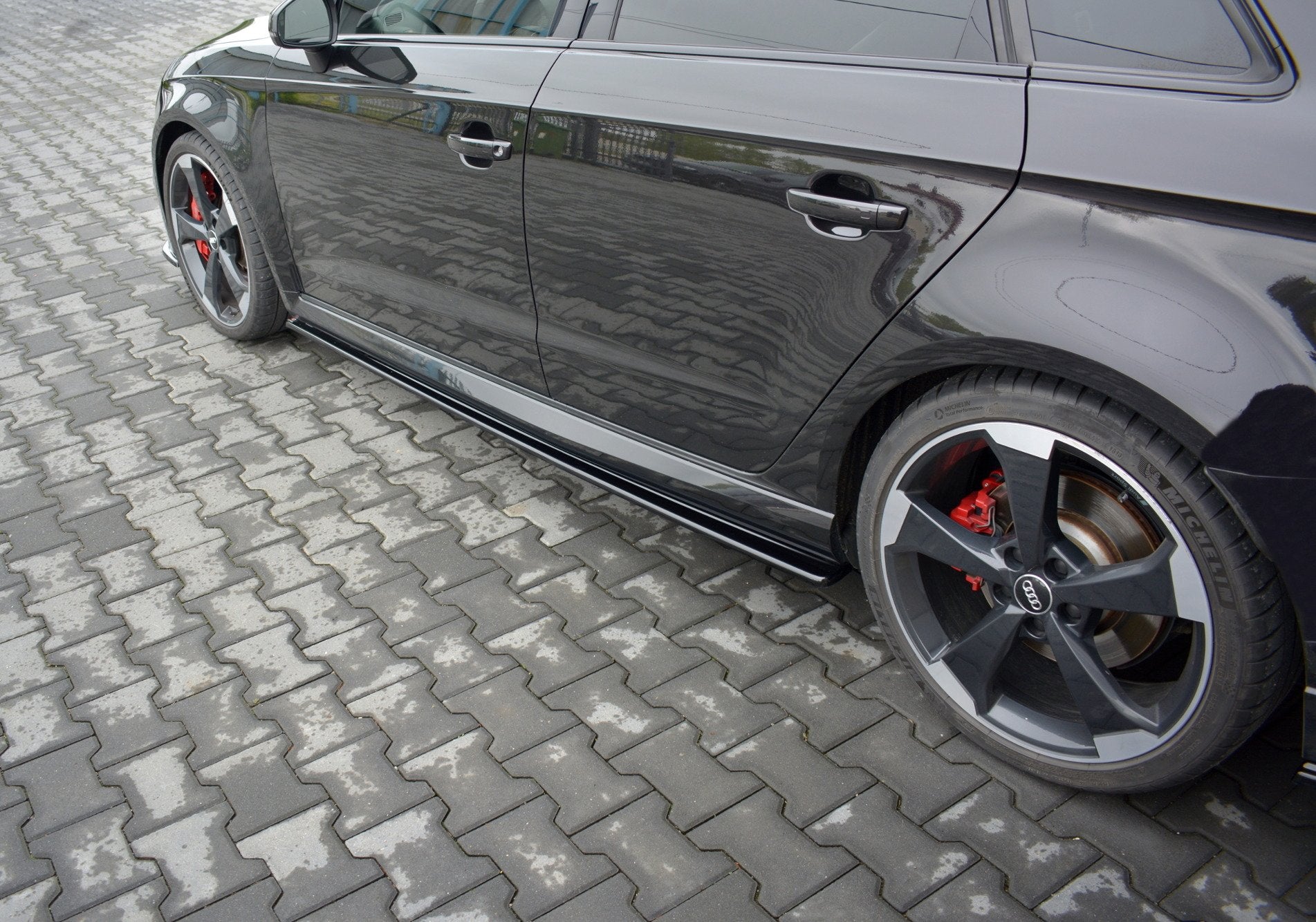 Seitenschweller Ansatz für Audi RS3 8V FL Sportback schwarz matt
