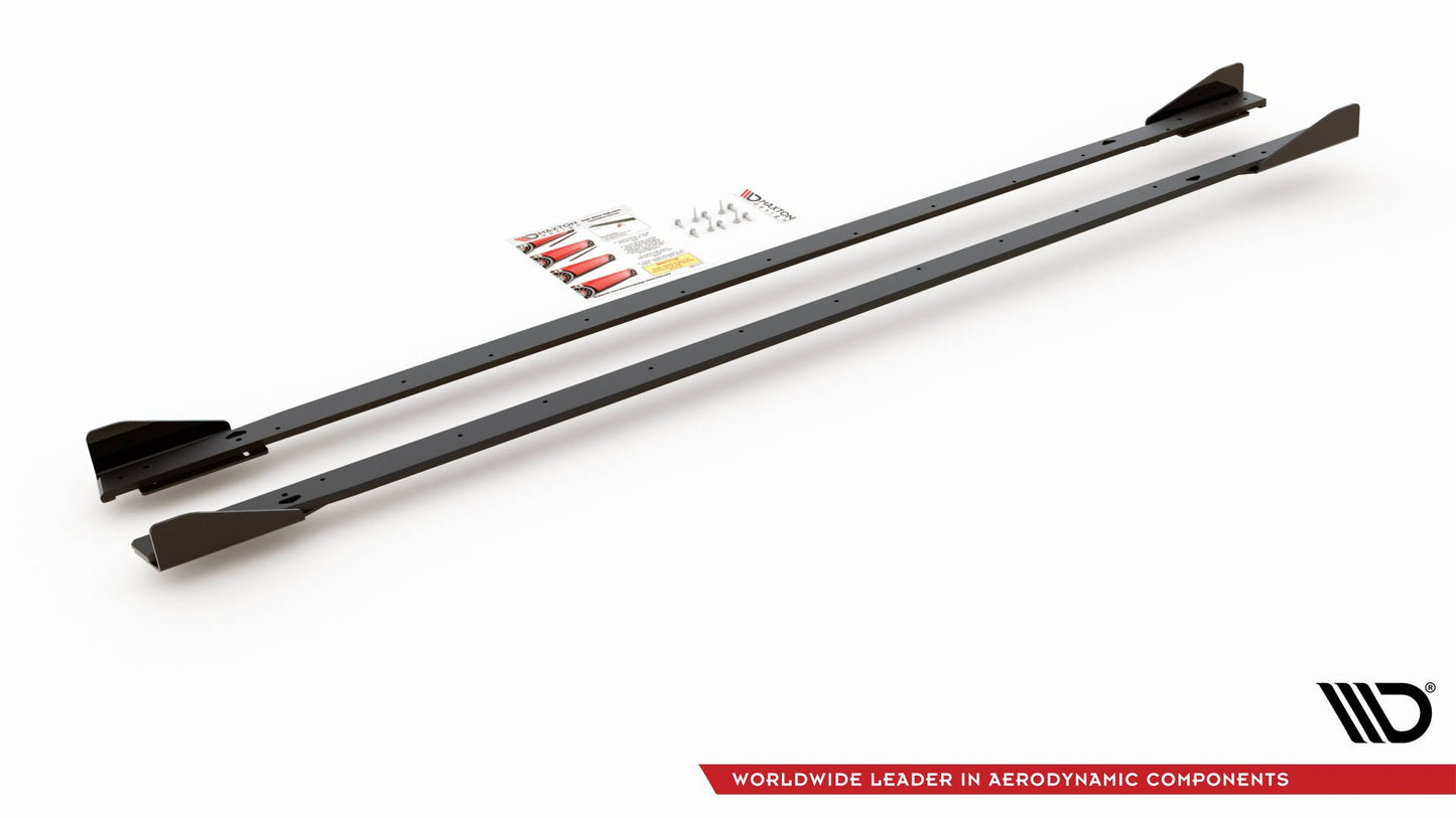 Robuste Racing Seitenschweller Ansatz für für + Flaps Volkswagen Golf 8 GTI / GTI Clubsport schwarz Hochglanz
