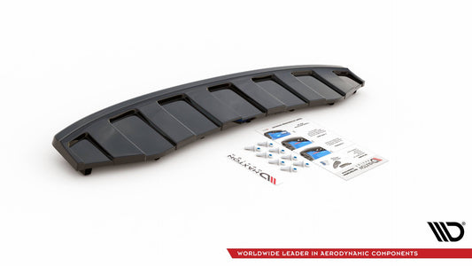 Mittlerer Diffusor Heck Ansatz für AUDI A6 C7 S-LINE AVANT AUSPUFF 2X1 im DTM LOOK Carbon Look