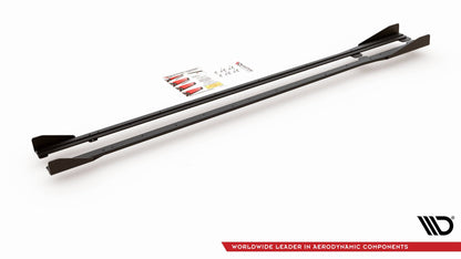 Robuste Racing Seitenschweller Ansatz für für + Flaps VW Golf 7 R / R-Line Facelift schwarz Hochglanz
