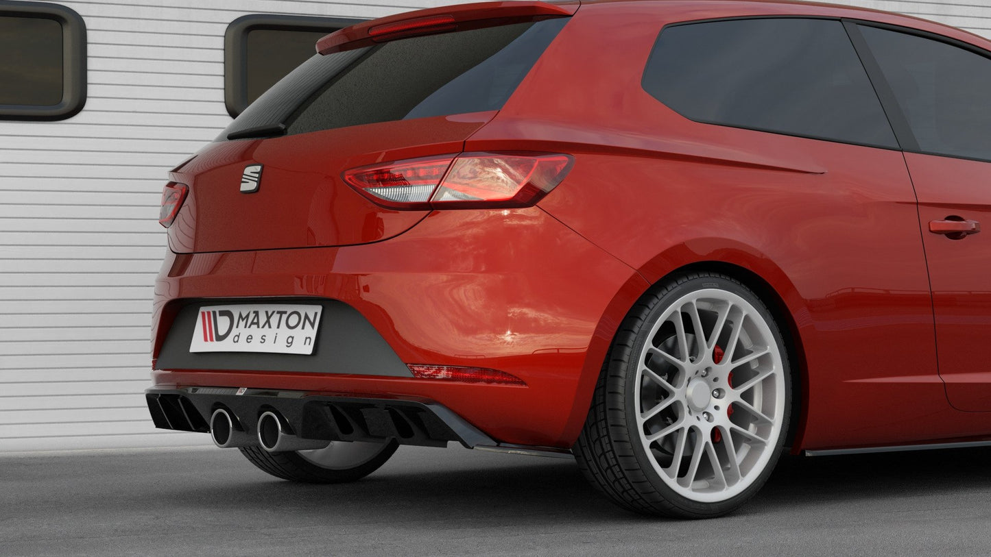 Diffusor Heck Ansatz V.2 für Seat Leon Cupra Mk3 FL Hatchback schwarz matt