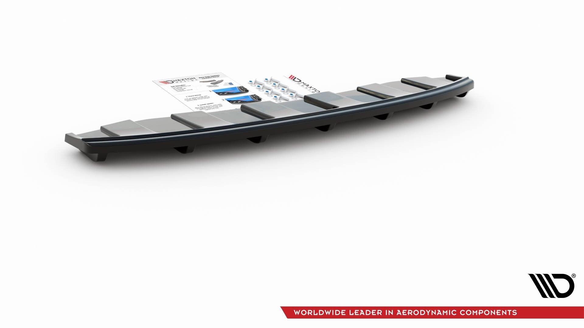 Mittlerer Diffusor Heck Ansatz für AUDI A6 C7 S-LINE AVANT AUSPUFF 2X1 im DTM LOOK schwarz matt