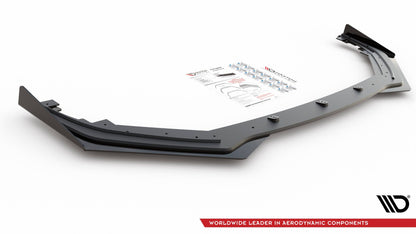 Robuste Racing Front Ansatz für passend +Flaps für Toyota GR Yaris Mk4 schwarz Hochglanz