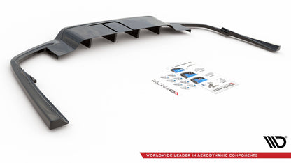 Mittlerer Diffusor Heck Ansatz DTM Look für Volvo S60/V60 R-Design Mk3 schwarz Hochglanz