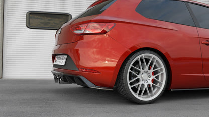 Diffusor Heck Ansatz V.2 für Seat Leon Cupra Mk3 FL Hatchback schwarz matt