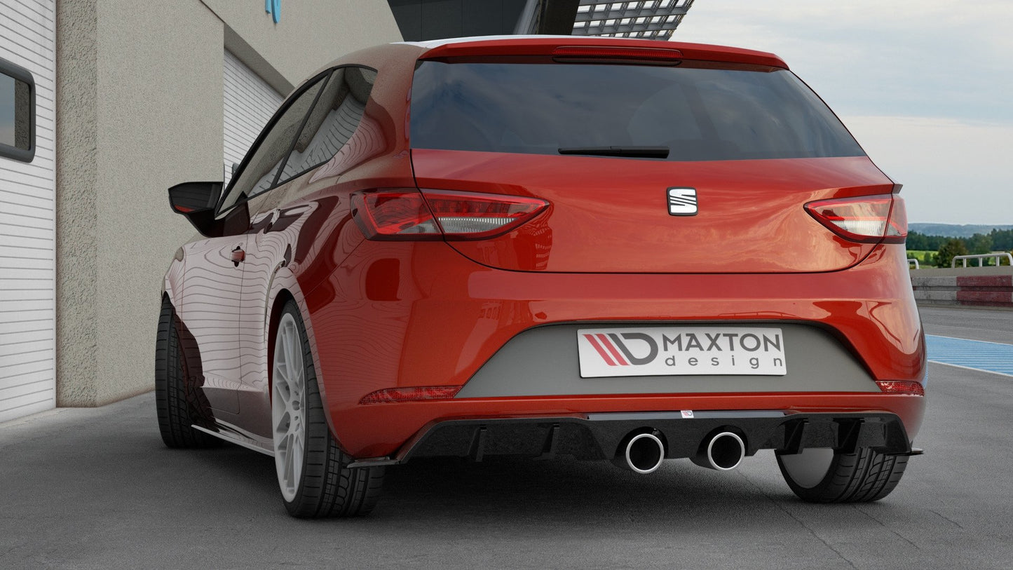Diffusor Heck Ansatz V.2 für Seat Leon Cupra Mk3 FL Hatchback schwarz matt