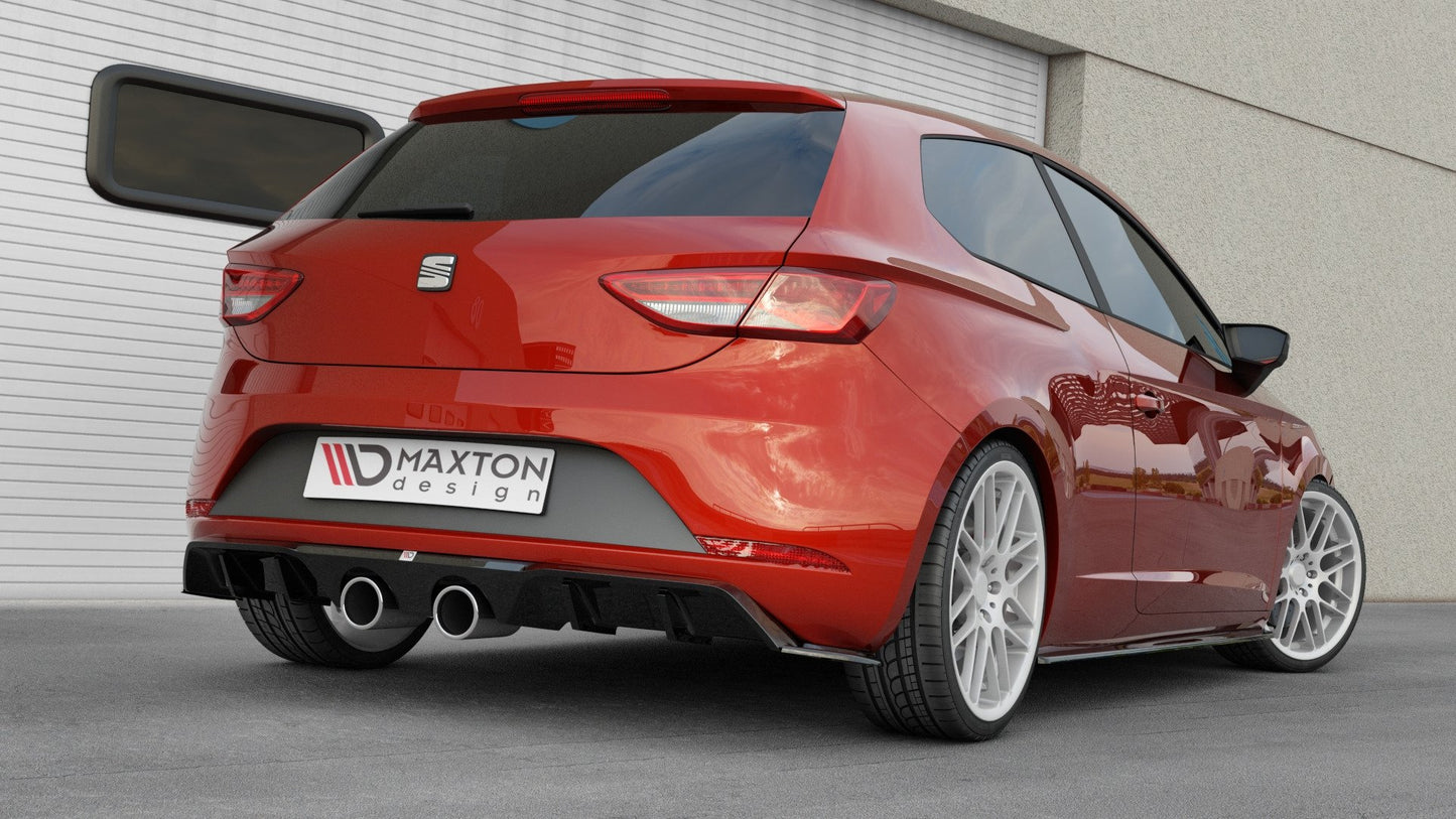Diffusor Heck Ansatz V.2 für Seat Leon Cupra Mk3 FL Hatchback schwarz matt