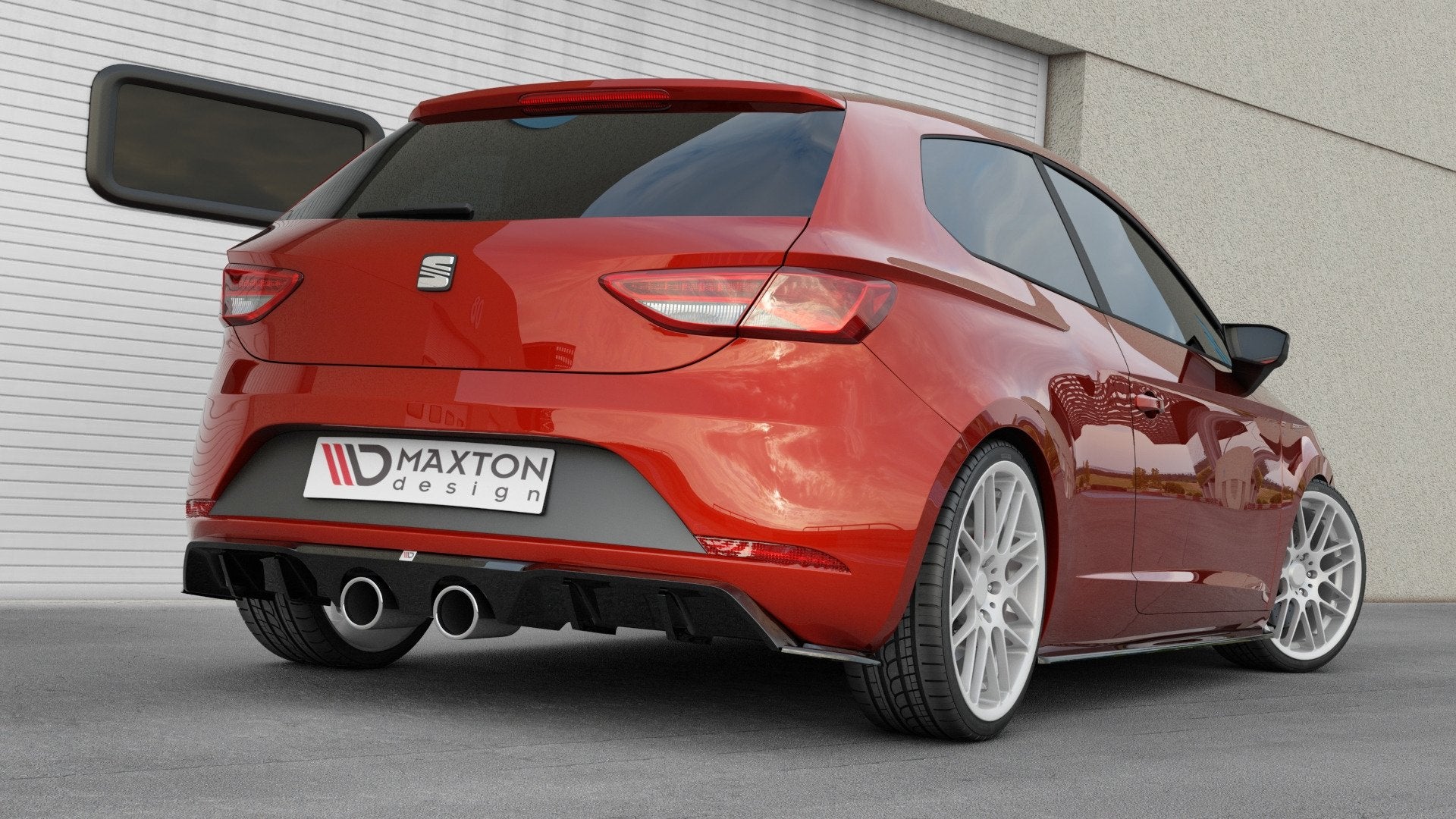Diffusor Heck Ansatz V.2 für Seat Leon Cupra Mk3 FL Hatchback schwarz matt
