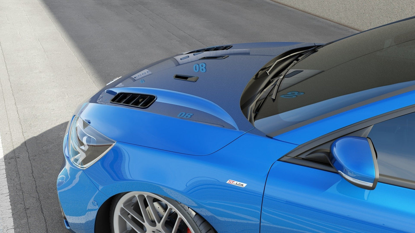 Motorhauben Luftschlitze Ford Focus ST-Line / ST Mk4 (Klein) schwarz Hochglanz