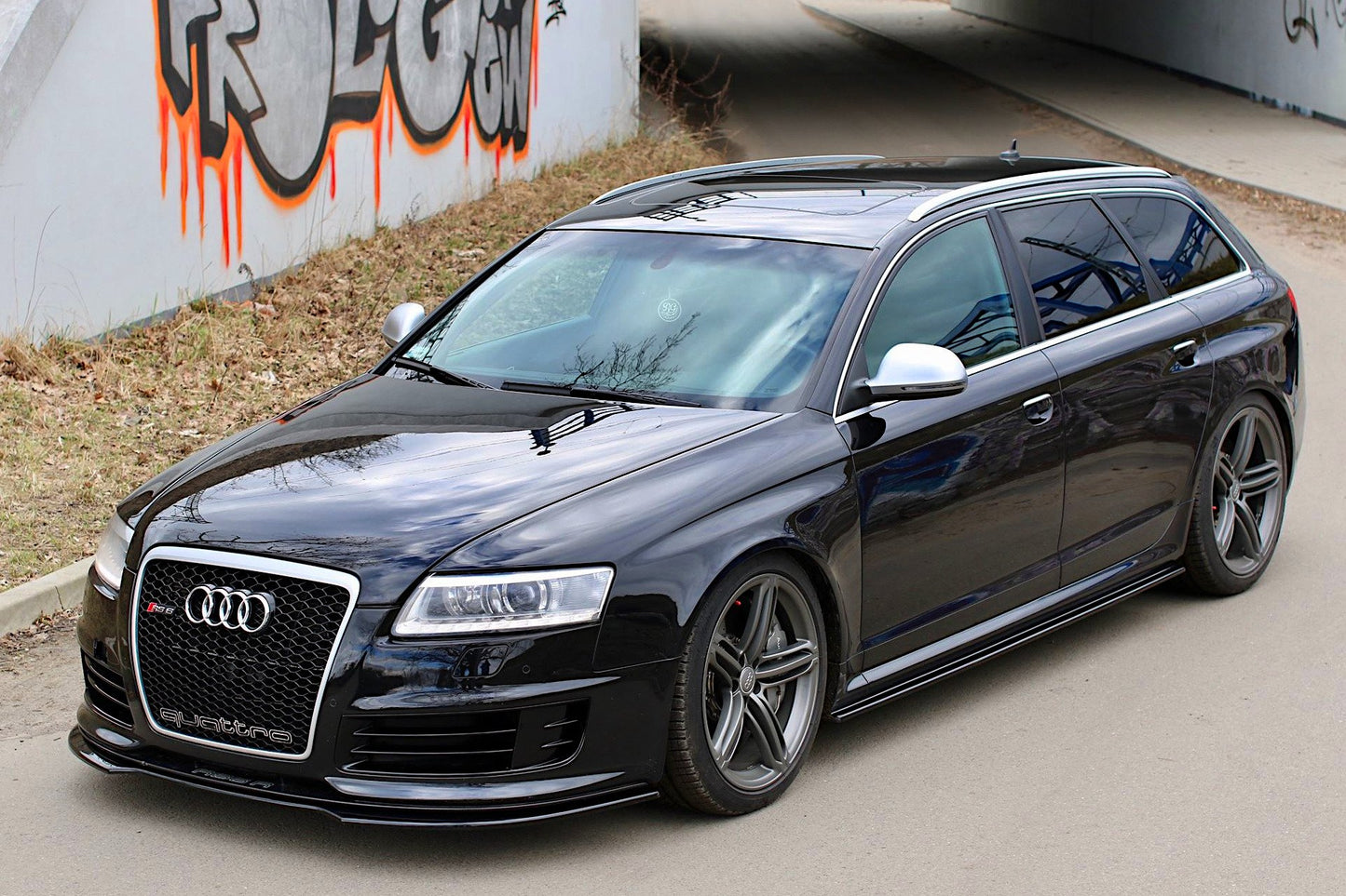 Seitenschweller Ansatz für Audi RS6 C6 schwarz matt