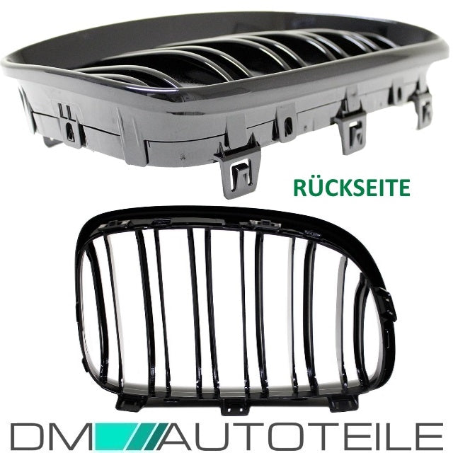 SATZ Kühlergrill Doppelsteg Schwarz Glanz passend für BMW 1er E81 E82 E87 E88