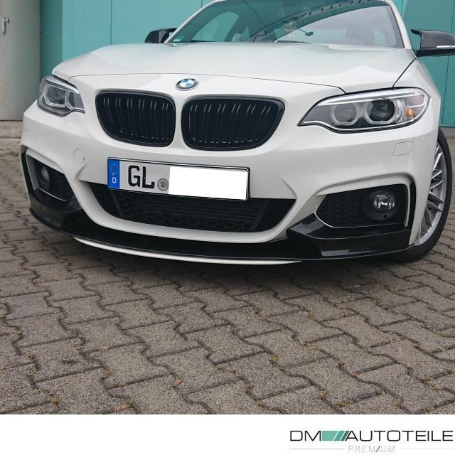 2x Doppelsteg Kühlergrill Grill Schwarz Glänzend passend für BMW 2er F22 F23 + M-Paket 14>