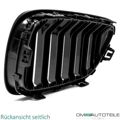 2x Doppelsteg Kühlergrill Grill Schwarz Glänzend passend für BMW 2er F22 F23 + M-Paket 14>