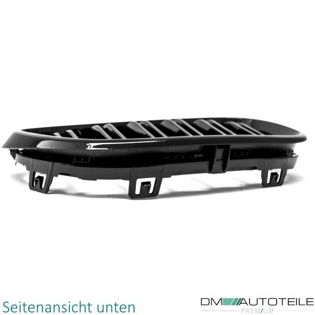 2x Doppelsteg Kühlergrill Grill Schwarz Glänzend passend für BMW 2er F22 F23 + M-Paket 14>