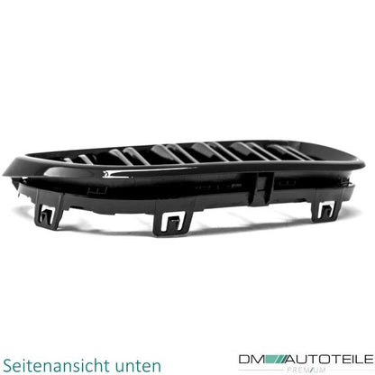 2x Doppelsteg Kühlergrill Grill Schwarz Glänzend passend für BMW 2er F22 F23 + M-Paket 14>