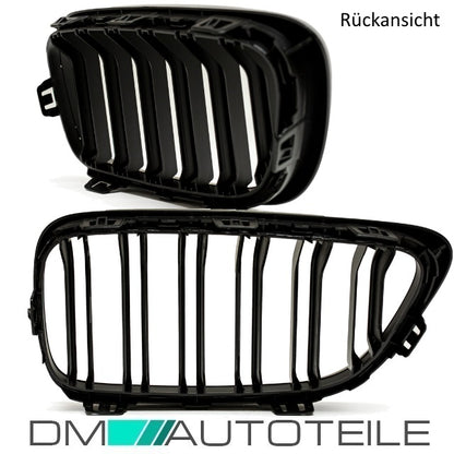 2x Doppelsteg Kühlergrill Grill Schwarz Matt passend für BMW 2er F22 F23 + M-Paket 14>