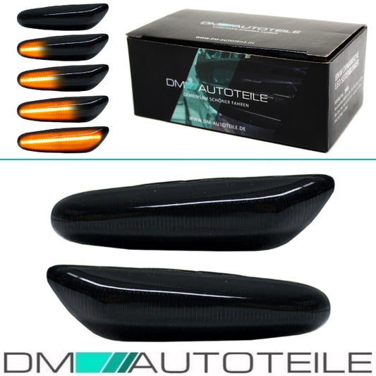 Set Dynamische LED Seitenblinker Schwarz Smoke Blinker für BMW E90 E91 E92 E93 E60 E87 E82 E46