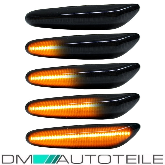Set Dynamische LED Seitenblinker Schwarz Smoke Blinker für BMW E90 E91 E92 E93 E60 E87 E82 E46