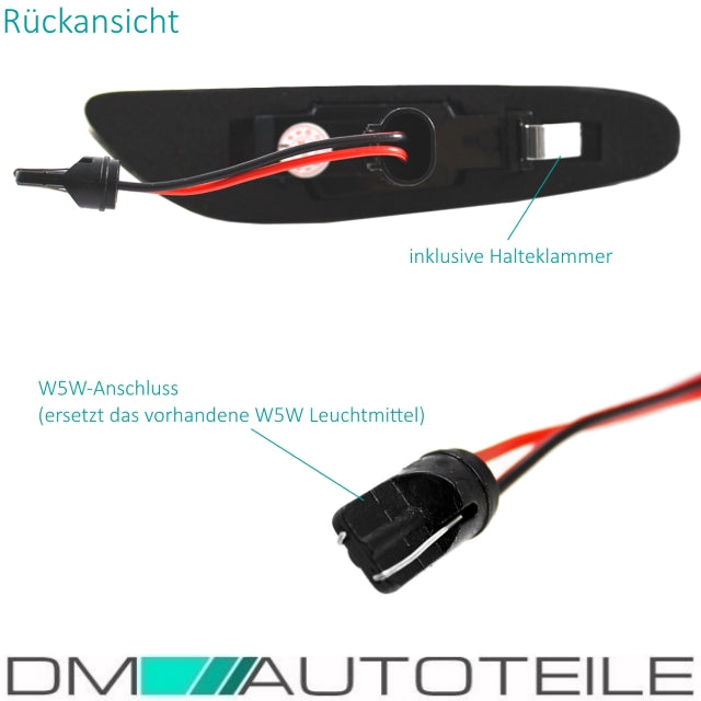 Set Dynamische LED Seitenblinker Schwarz Smoke Blinker für BMW E90 E91 E92 E93 E60 E87 E82 E46