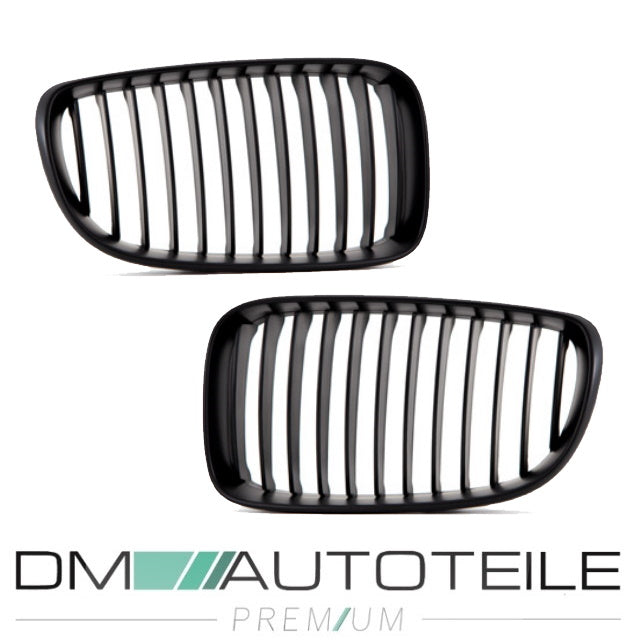 Set Kühlergrill Schwarz Matt SATZ passend für BMW 1er E87 E82 E88 Facelift Bj 07-11