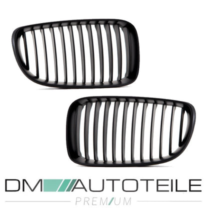 Set Kühlergrill Schwarz Matt SATZ passend für BMW 1er E87 E82 E88 Facelift Bj 07-11