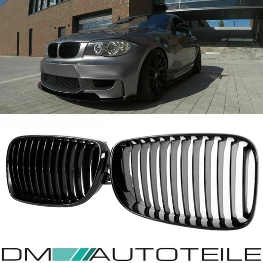 2x Kühlergrill Performance Schwarz Glanz SATZ passend für BMW 1er E87 E82 E88 Bj 07-11