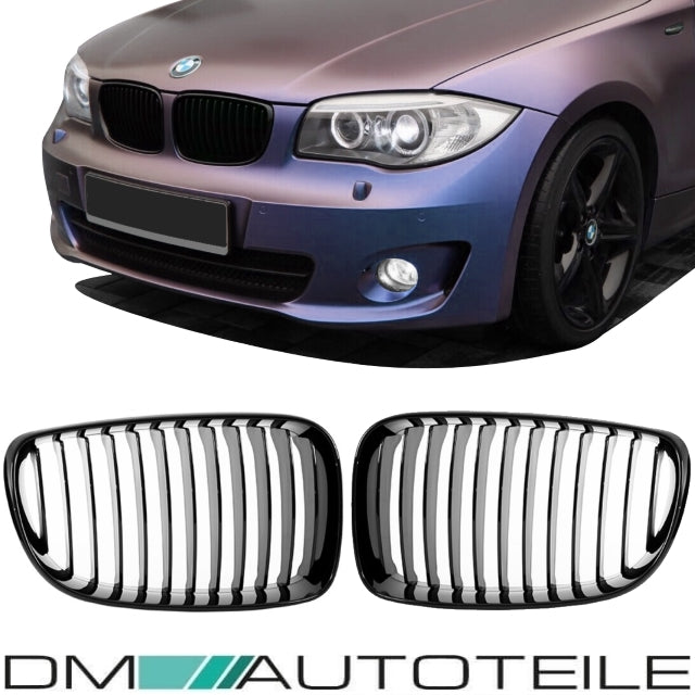 2x Kühlergrill Performance Schwarz Glanz SATZ passend für BMW 1er E87 E82 E88 Bj 07-11