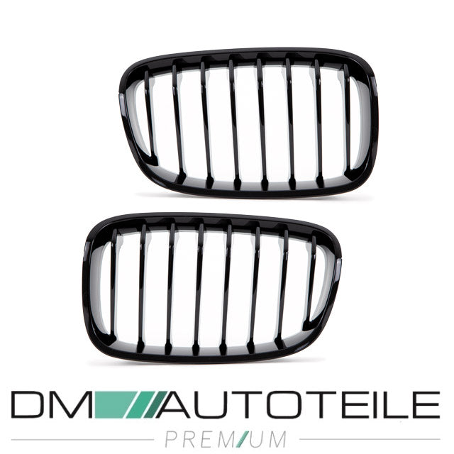 Set Performance Kühlergrill für BMW 1er F20 F21 Bj 11-15 vor Facelift passend Schwarz Glanz