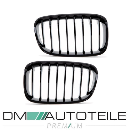 Set Performance Kühlergrill für BMW 1er F20 F21 Bj 11-15 vor Facelift passend Schwarz Glanz