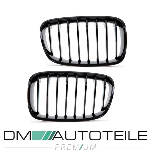 Set Performance Kühlergrill für BMW 1er F20 F21 Bj 11-15 vor Facelift passend Schwarz Glanz