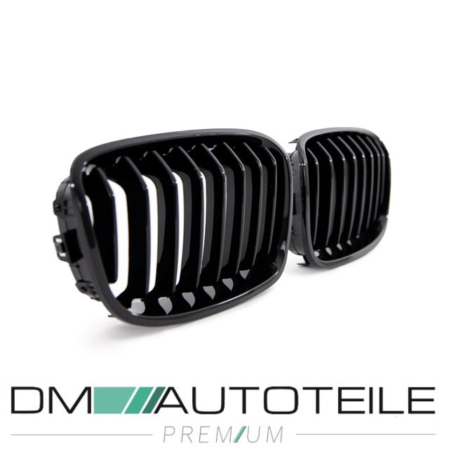 Set Performance Kühlergrill für BMW 1er F20 F21 Bj 11-15 vor Facelift passend Schwarz Glanz