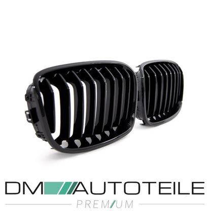 Set Performance Kühlergrill für BMW 1er F20 F21 Bj 11-15 vor Facelift passend Schwarz Glanz