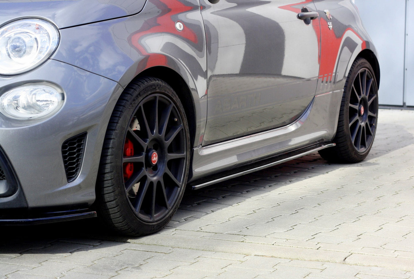 Seitenschweller Ansatz für FIAT 500 ABARTH MK1 FACELIFT schwarz matt