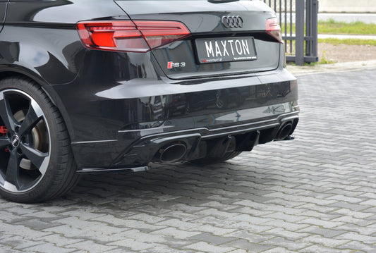 Heck Ansatz Flaps Diffusor für Audi RS3 8V FL Sportback Carbon Look