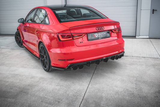Heck Ansatz Flaps Diffusor für Audi S3 Limousine 8V Carbon Look