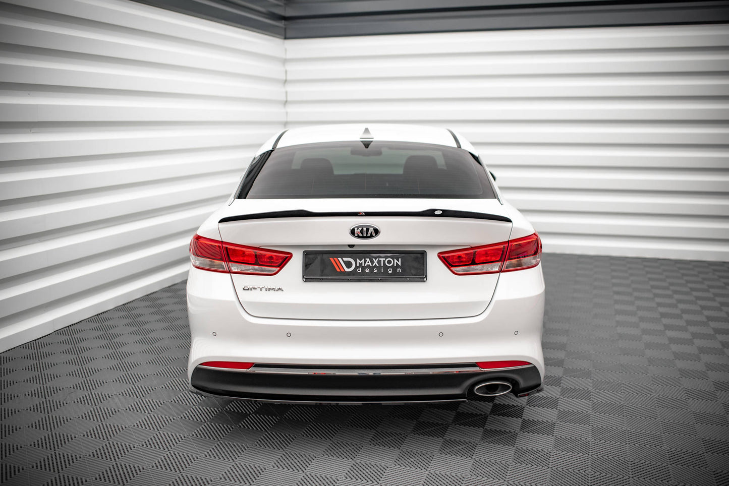 Heck Ansatz Flaps Diffusor für Kia Optima Mk4 schwarz Hochglanz