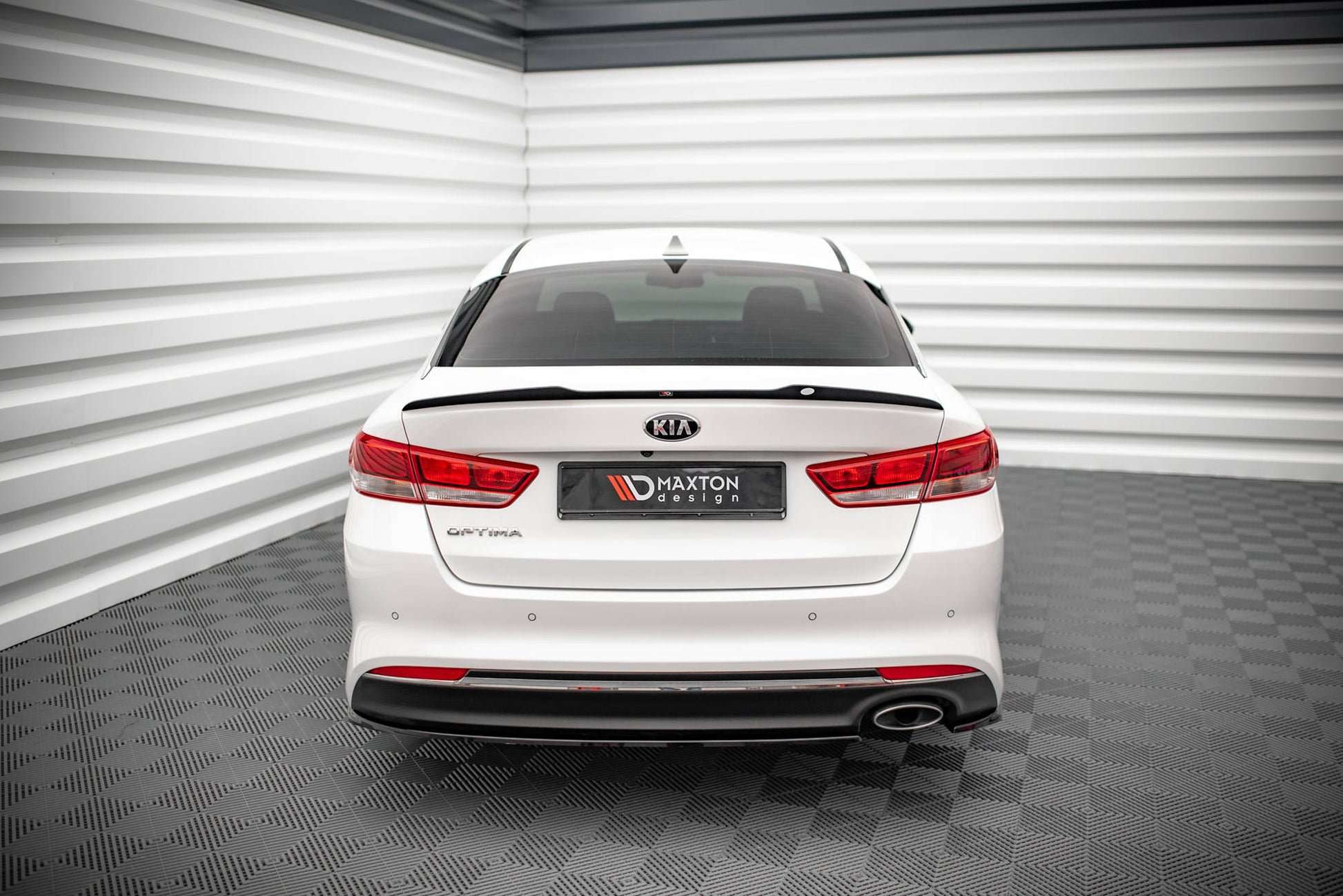 Heck Ansatz Flaps Diffusor für Kia Optima Mk4 schwarz Hochglanz