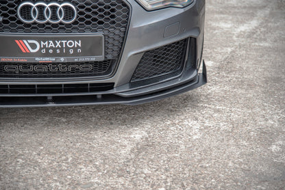 Robuste Racing Front Ansatz für passend +Flaps für Audi RS3 8V Sportback schwarz Hochglanz