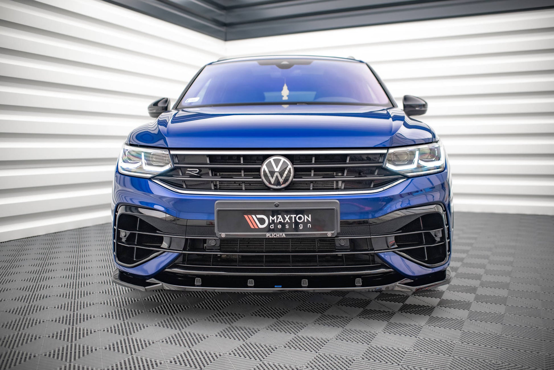 Front Ansatz V.3 für Volkswagen Tiguan R / R-Line Mk2 Facelift schwarz matt