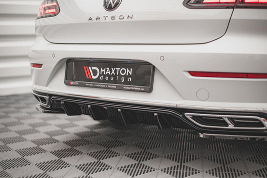 Diffusor Heck Ansatz für Volkswagen Arteon R-Line Facelift schwarz matt