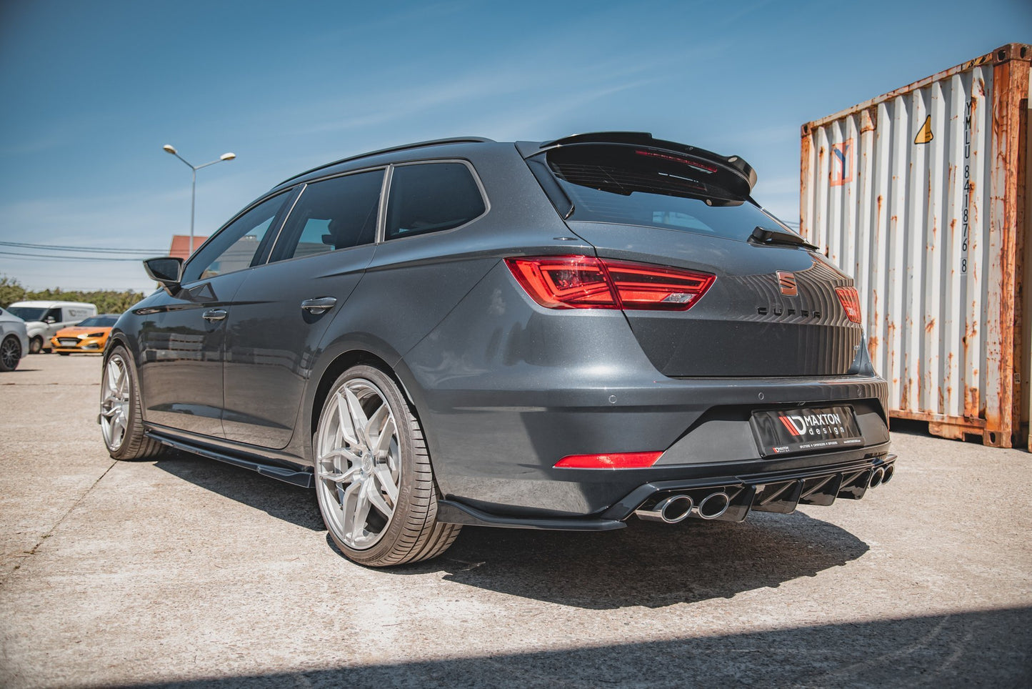 Heck Ansatz Flaps Diffusor V.3 für Seat Leon Cupra Mk3 FL Sportstourer schwarz matt