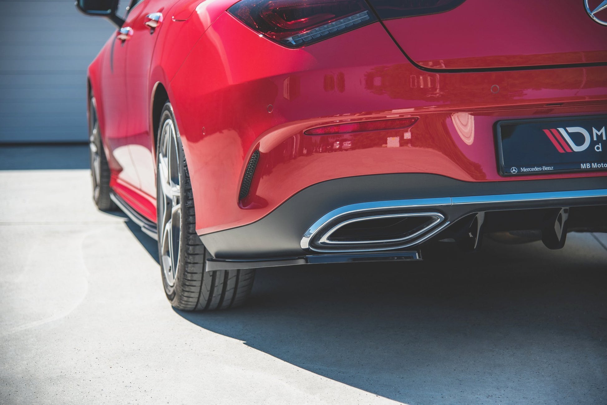 Heck Ansatz Flaps Diffusor für Mercedes-Benz CLA Shooting Brake AMG-Line X118 schwarz Hochglanz