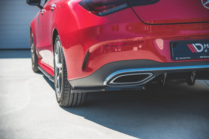 Heck Ansatz Flaps Diffusor für Mercedes-Benz CLA Shooting Brake AMG-Line X118 schwarz Hochglanz