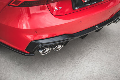 Diffusor Heck Ansatz für + Endschalldampfer Sportauspuff Attrappe Audi A7 C8 S-Line